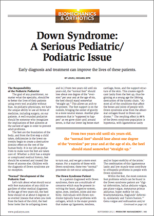 Down Syndrome: A Serious Pediatric/Podiatric Issue