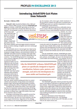 Profiles in Excellence 2013: littleSTEPS Gait Plates