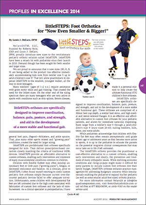 Profiles in Excellence 2014: littleSTEPS Foot Orthotics